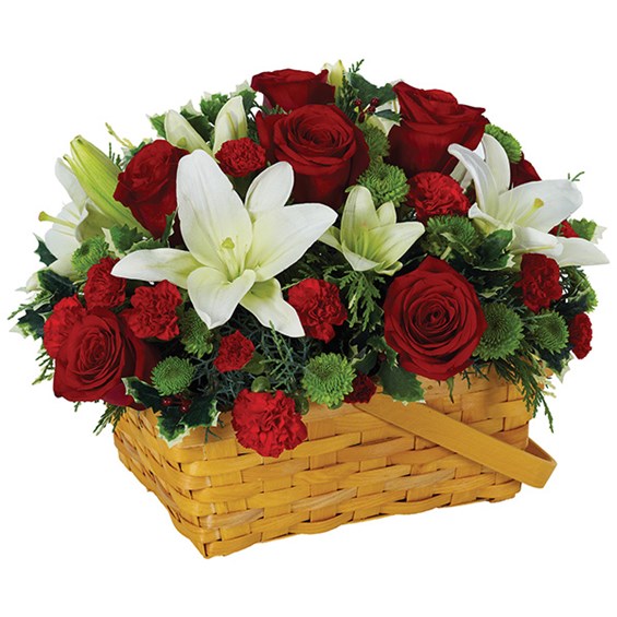 Holiday greetings basket of flowers (BF203-11KL)
